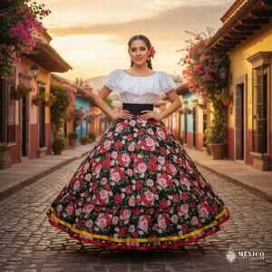 Mexican double circle practice skirt folklorico